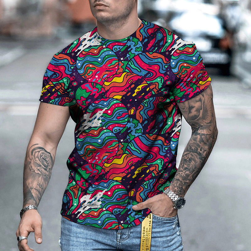 Camouflage Retro Patchwork 3d Digital Print T-shirt