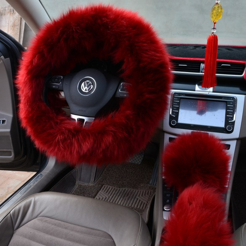 Three-piece wool steering wheel cover