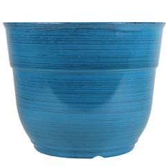 Garden Elements Glazed Brushed Happy Large Plastic Planter, 15" (1, Purple)