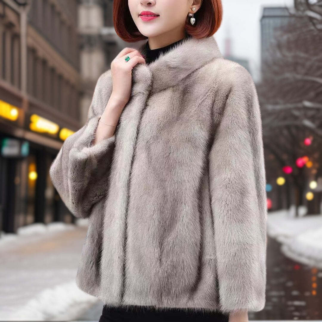 Fashion Casual Stand Collar Thickened Warm Mink Fur Short Coat