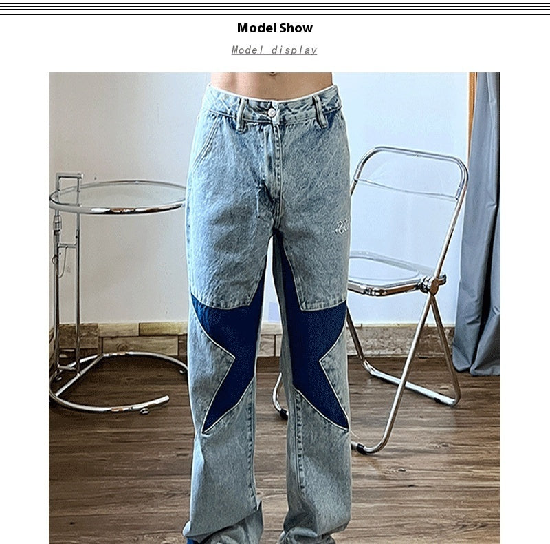 High Street Fashion Brand Washed Worn Jeans