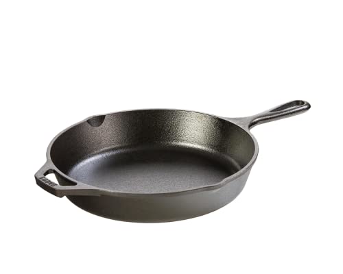 Lodge 10.25 Inch Cast Iron Pre-Seasoned Skillet – Signature Teardrop Handle - Use in the Oven, on the Stove, on the Grill, or Over a Campfire, Black