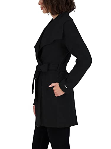 TAHARI Women's Ella Lightweight Double Face Wool Wrap Coat with Tie Belt