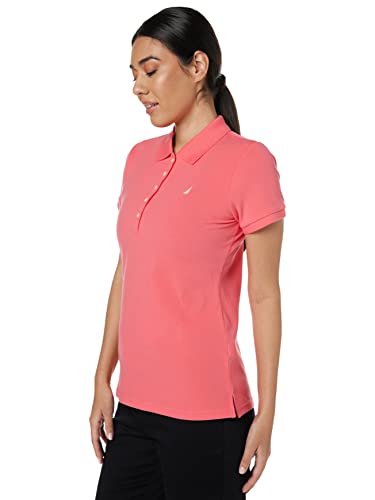 Nautica Women's 5-Button Short Sleeve Cotton Polo Shirt