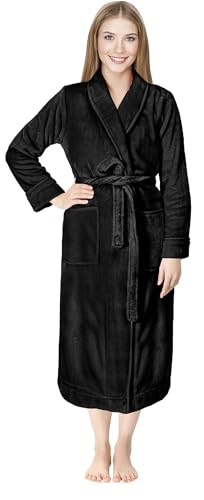 NY Threads Women Fleece Shawl Collar Bathrobe Plush Long Robe