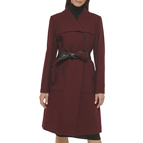 Cole Haan Womens Belted Coat Wool With Cuff Details