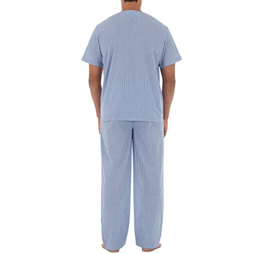 Fruit of the Loom Men's Broadcloth Short Sleeve Top and Long Pants Pajama Set