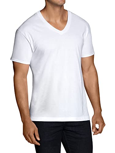 Fruit of the Loom Men's Eversoft Cotton Stay Tucked V-Neck T-Shirt