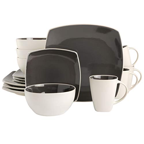 Gibson Soho Lounge Dinnerware Set, Service for 4 (16pcs), Matte Black