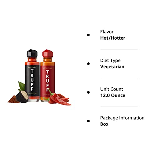 TRUFF Original Black Truffle Hot Sauce, Gourmet Hot Sauce with Ripe Chili Peppers, Black Truffle Oil, Agave Nectar, Unique Flavor Experience in a Bottle, 6 oz.