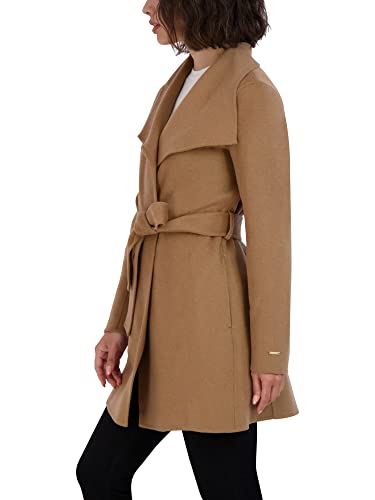 TAHARI Women's Ella Lightweight Double Face Wool Wrap Coat with Tie Belt