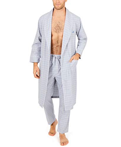 Nautica mens Long-sleeve Lightweight Cotton Woven-robe Bathrobe