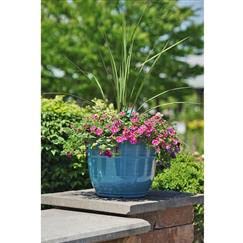 Garden Elements Glazed Brushed Happy Large Plastic Planter, 15" (1, Purple)