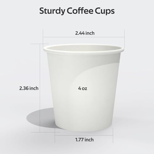 100 Count 12 oz Coffee Cups, Leak-Free Food Safe Paper Cups 12 oz, Disposable Coffee Cups, Hot Paper Coffee Cups 12oz, White Paper Cups for Cold and Hot Drinks