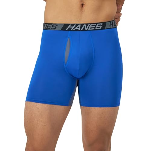 Hanes Men’s Total Support Pouch Boxer Briefs, X-Temp Cooling, Moisture-Wicking Underwear, Regular, Long-leg and Trunk, 3-Pack