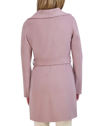 TAHARI Women's Ella Lightweight Double Face Wool Wrap Coat with Tie Belt