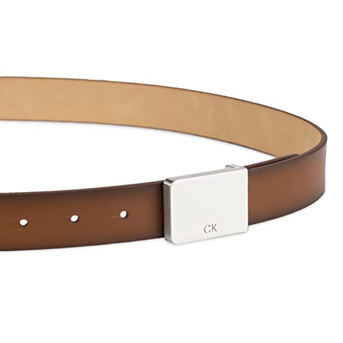 Calvin Klein Men's Casual Statement Plaque Buckle Belt with Logo Treatment