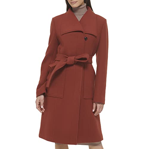 Cole Haan Womens Belted Coat Wool With Cuff Details