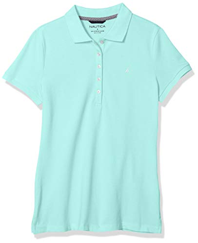 Nautica Women's 5-Button Short Sleeve Cotton Polo Shirt