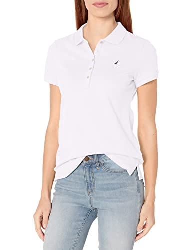 Nautica Women's 5-Button Short Sleeve Cotton Polo Shirt