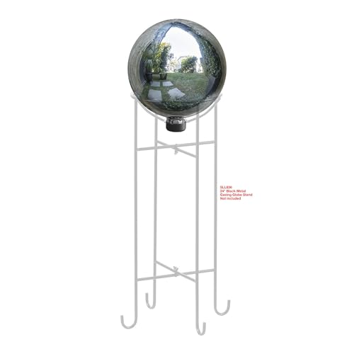 Alpine Corporation 10" Diameter Indoor/Outdoor Glass Gazing Globe Yard Decoration, Silver