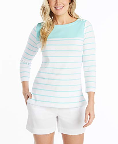 Nautica Women's Boatneck 3/4 Sleeve 100% Cotton Shirt