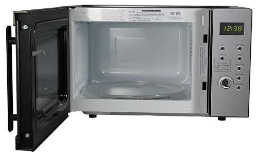 Emerson MW7601SL Compact Countertop Microwave Oven with Sleek Mirrored Finish Door 10 Power Levels, 6 Auto Menus, Glass Turntable and Child Safe Lock, 0.7 Cu. Ft, Silver