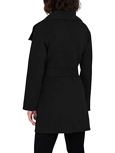 TAHARI Women's Ella Lightweight Double Face Wool Wrap Coat with Tie Belt