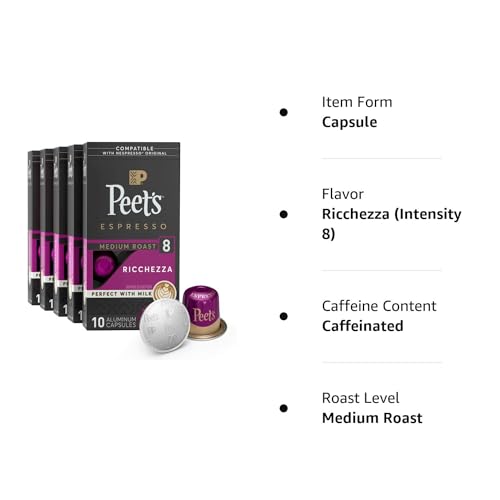 Peet's Coffee Gifts, Espresso Coffee Pods Variety Pack, Dark & Medium Roasts, Intensity 8-11, 40 Count (4 Boxes of 10 Espresso Capsules)