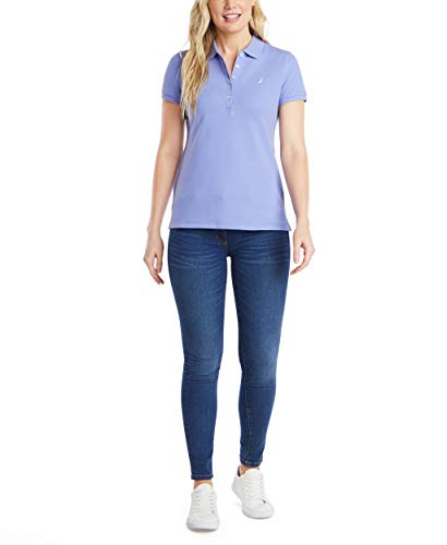 Nautica Women's 5-Button Short Sleeve Cotton Polo Shirt