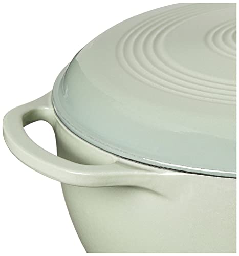 Lodge 6 Quart Enameled Cast Iron Dutch Oven with Lid – Dual Handles – Oven Safe up to 500° F or on Stovetop - Use to Marinate, Cook, Bake, Refrigerate and Serve – Oyster White