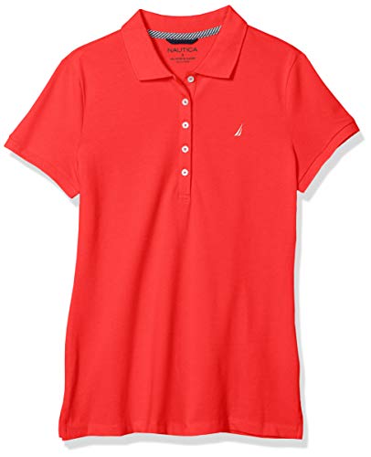 Nautica Women's 5-Button Short Sleeve Cotton Polo Shirt