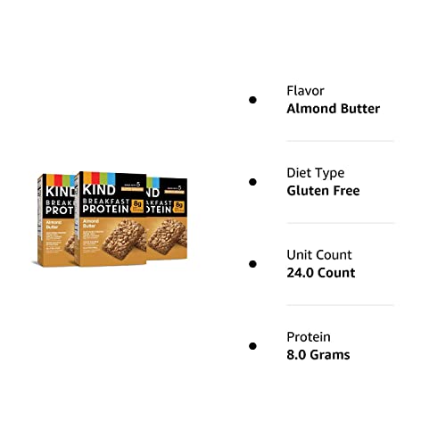 KIND Breakfast, Healthy Snack Bar, Almond Butter, Gluten Free Breakfast Bars, 8g Protein, 1.76 OZ Packs (6 Count)