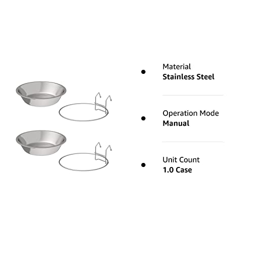 Set of 2 Stainless-Steel Dog Bowls - Cage, Kennel, and Crate Hanging Pet Bowls for Food and Water - 8oz Each and Dishwasher Safe by PETMAKER, Silver