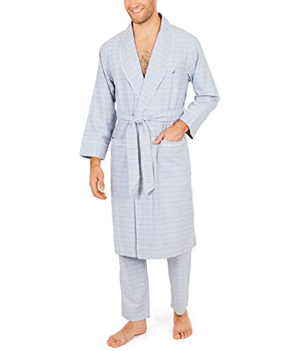 Nautica mens Long-sleeve Lightweight Cotton Woven-robe Bathrobe