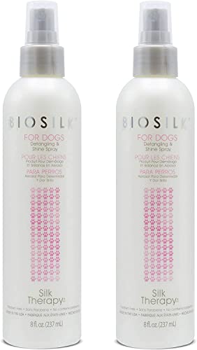 BioSilk for Dogs Silk Therapy Detangling Plus Shine Mist for Dogs | Best Detangling Spray for All Dogs & Puppies for Shiny Coats and Dematting | 8 Oz Bottle (Packaging May Vary),WHITE (Pack of 1)