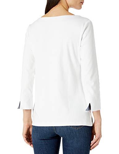 Nautica Women's Boatneck 3/4 Sleeve 100% Cotton Shirt