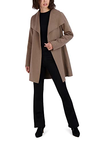 TAHARI Women's Ella Lightweight Double Face Wool Wrap Coat with Tie Belt