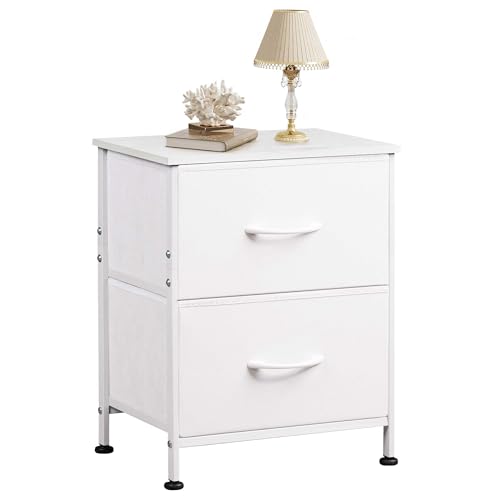 WLIVE Nightstand, 2 Drawer Dresser for Bedroom, Small Dresser with 2 Drawers, Bedside Furniture, Night Stand, End Table with Fabric Bins for Bedroom, Closet, Entryway, College Dorm, Dark Grey