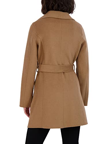 TAHARI Women's Ella Lightweight Double Face Wool Wrap Coat with Tie Belt