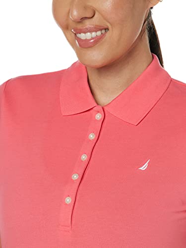 Nautica Women's 5-Button Short Sleeve Cotton Polo Shirt