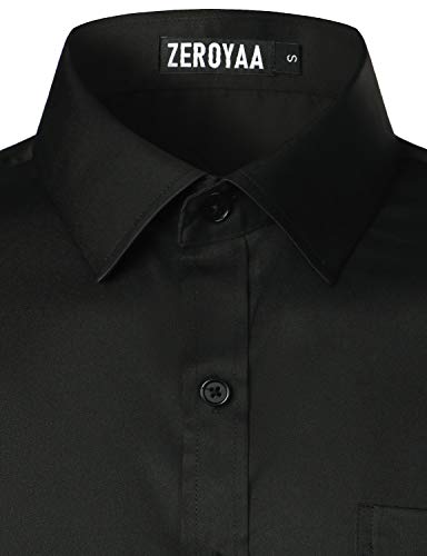 ZEROYAA Men's Urban Stylish Casual Business Slim Fit Long Sleeve Button Up Dress Shirt with Pocket