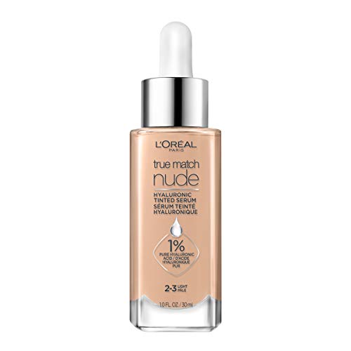 L'Oreal Paris True Match Nude Hyaluronic Tinted Serum Foundation with 1% Hyaluronic acid, Light 2-3, 1 fl. oz.