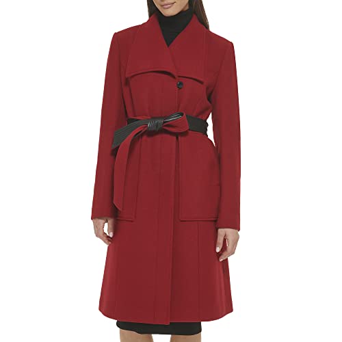 Cole Haan Womens Belted Coat Wool With Cuff Details