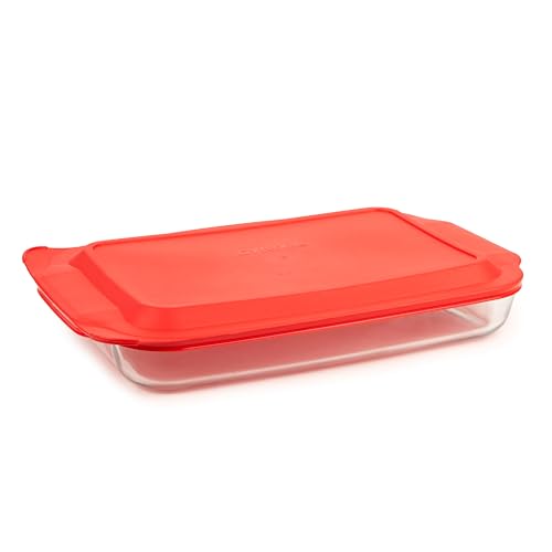 Pyrex 4-Piece Extra Large Glass Baking Dish Set With Lids and Handles, Oven and Freezer Safe