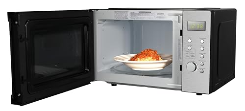 Emerson MW7601SL Compact Countertop Microwave Oven with Sleek Mirrored Finish Door 10 Power Levels, 6 Auto Menus, Glass Turntable and Child Safe Lock, 0.7 Cu. Ft, Silver