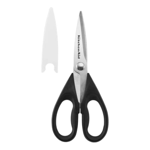 KitchenAid All Purpose Kitchen Shears with Protective Sheath for Everyday use, Dishwasher Safe Stainless Steel Scissors with Comfort Grip, 8.72-Inch, Black