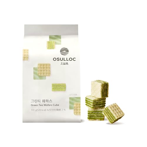 OSULLOC Langue de Chat Cookies (3.52oz, 100g) Korean Matcha Flavored Snacks | Asian Snacks, Premium Tea Food