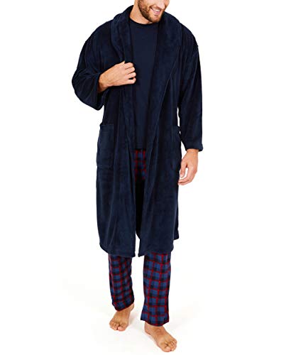 Nautica Men's Long Sleeve Cozy Soft Plush Shawl Collar Robe