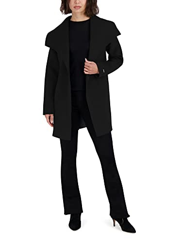 TAHARI Women's Ella Lightweight Double Face Wool Wrap Coat with Tie Belt